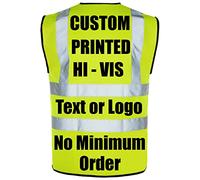 Personalised Hi Vis Vest Custom Printed Hi Viz Vest Safety Adults Custom Printed High Visibility Waistcoat Supplied by Simply Hi Vis Clothing UK