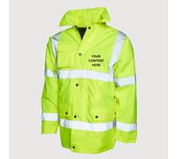 PERSONALISED HI VIS VIZ SAFETY JACKETS PARKA WORKWEAR JACKETS UNEEK UC803