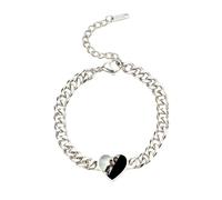 Personalised Hidden Heat-activated Photo Bracelet, Engraved on Back Color Changing with Temperature Picture Reveal Bracelet Birthday Valentine's Day Gift for Friends Couple (Silver heart)