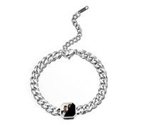 Personalised Hidden Heat-activated Photo Bracelet, Engraved on Back Color Changing with Temperature Picture Reveal Bracelet Birthday Valentine's Day Gift for Friends Couple (Silver square)