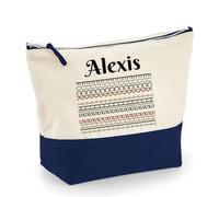 Personalised Hidden Message - “F*ck This Shit” Optical Illusion Design, Makeup Bag, Canvas Accessory Bag. (Natural Navy, L)