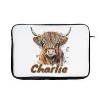Personalised Highland cow custom name gift for kids, Laptop Sleeve, Organiser, Laptop Case Office use. (13")