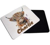 Personalised Highland cow custom name gift for kids, Mouse pad, PC/Computer Mat, Desk Mat, Work-Desk-Office/Daily use Computer Accessories.