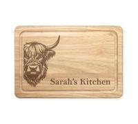 Personalised Highland Cow Name Kitchen Rectangular Wooden Serving Chopping Cheese Board Wine Charcuterie
