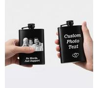 Personalised Hip Flask Custom Engraved Whisky Flask with Picture Text for Men Him Dad Husband Fathers Day Christmas Groomsman Gifts (Flask 1)
