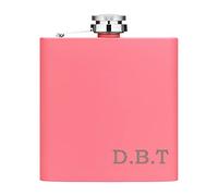 Personalised Hip Flask Custom Initials 6oz Matte Pink Stainless Steel