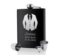 Personalised Hip Flask Engraved Hip Flask for Men Women Husband Best Man Stainless Steel Flasks Set for Birthday Wedding Christmas (Design 2)