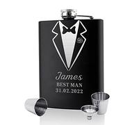 Personalised Hip Flask Engraved Hip Flask for Men Women Husband Best Man Stainless Steel Flasks Set for Birthday Wedding Christmas (Design 1)