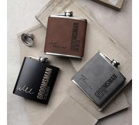 Personalised Hip Flask | Engraved Stainless Steel Whisky Flask 6oz Pocket Flask | Custom Gift for Best Man Groomsman Father Wedding Birthday Christmas | Hand Finished in UK