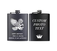 Personalised Hip Flask for Men Women Custom Flask Alcohol with Engraved Photo Text Whiskey Flasks Gifts for Dad Grandpa Him Husband Groomsman Fathers Day Christmas (Personalized Text)