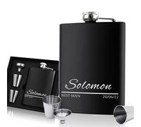 Personalised Hip Flask Groomsmen Gifts Best Man Gift Custom Engraved Hip Flasks for Men 6oz Stainless Steel Flask for Usher Groom Father of The Bride Gift for Wedding Christmas (Design 3)