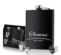 Personalised Hip Flask Groomsmen Gifts Best Man Gift Custom Engraved Hip Flasks for Men 6oz Stainless Steel Flask for Usher Groom Father of The Bride Gift for Wedding Christmas (Design 4)