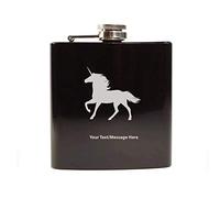 Personalised Hip Flask Unicorn, Black