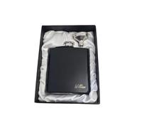 Personalised Hip Flask with Your Name or Initials + Gift Box, Engraved Stainless Steel 6oz Flask and Satin Lined Box.
