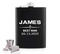 Personalised Hip Flasks for Men,6oz Engraved Name Whisky Flask, Custom Wedding Gifts for Best Man, Groomsmen,Hip Flask Gift Set with Funnel
