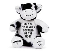 Personalised Hold Me Close Black & White Cow Plush Cuddly Toy - Kids & Babies Teddy Bear Keepsake Gift