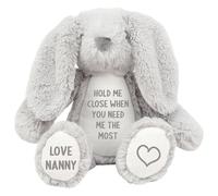 Personalised Hold Me Close Grey Bunny Rabbit Plush Cuddly Toy - Kids & Babies Teddy Bear Keepsake Gift