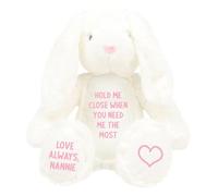 Personalised Hold Me Close White Bunny Rabbit Plush Cuddly Toy - Kids & Babies Teddy Bear Keepsake Gift