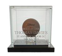 Personalised Hole in One Golf Ball Glass Display Case Stand Trophy Award Engraved - Enter Your Own Custom Text