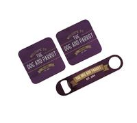 Personalised Home Bar Sign Vintage Pub Design - Customisable With Any Bar Name - Make it a Home Bar Gift Set with Optional Accessories (2 Coasters & Bottle Opener)