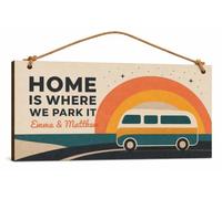 Personalised Home Is Where We Park It Campervan Wooden Sign 20x10cm