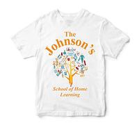 Personalised Home School Uniform T Shirt - Family Home Schooling Education Boy Girl Parents Kids Learning Resources Supplies, White, XL - Mens