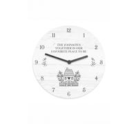 Personalised Memento Company Personalised HOME Shabby Chic Wooden Clock in White Personalised Memento Company White