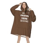 Personalised Hooded Blanket Custom Hoodie Blanket with Image Text Name Custom Oversized Hoodie Men Add Your Photo Christmas Halloween Birthday Gifts for Women Girls Adults Big Pocket - One Size