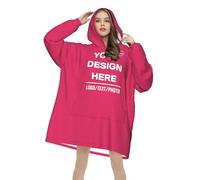 Personalised Hooded Blanket Custom Hoodie Blanket with Image Text Name Custom Oversized Hoodie Men Add Your Photo Christmas Halloween Birthday Gifts for Women Girls Adults Big Pocket - One Size