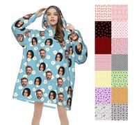 Personalised Hooded Blanket, Custom Wearable Blanket Hoodie, Custom Your Own Face Photo, Cosy Flannel Poncho Hood, for Adults Men Women One Size with Pocket, Christmas Gifts