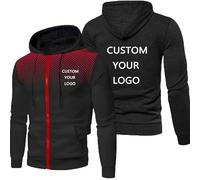Personalised Hoodie - Custom Text Or Logo Jacket Coat - Men Spring Autumn Long Sleeve Slim Fit Zip Sweatshirt Tops Black,L