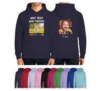 Personalised Hoodie for Adults Photo Any Text Create Your Own Custom Design Jumper Hoody Sweatshirt Customised Men Women Medium French Navy