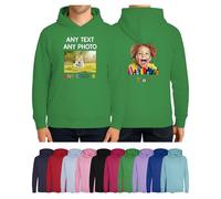 Personalised Hoodie for Kids Photo Any Text Create Your Own Custom Design Jumper Hoody Sweatshirt Customised Kelly Green Age 1-2 Years