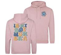 Personalised Hoodie For Mothers Day - In My Boy Mum Era Front Pocket With Sons Birth Date Large Back Print - Mummy Of Boys Gift, M, Dusty Pink