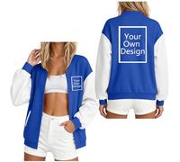 Personalised Hoodies without Hood Custom Women Zip Up Letterman Jacket with Logo & Photo &Text Customized Varsity College Jacket Custom Bomber Baseball Jackets Streetwear Team Hen Party Workwear