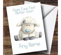 Personalised Hope Ewe Feel Better Get Well Soon Card - Personalised Get Well Soon Card, Sorry You're Poorly, Sick, Ill, Sending Love Card