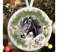 Personalised Horse Bauble - Black Horse Design - Gift Boxed Ceramic Christmas Ornament for Horse Lovers - Custom Name & Message Equestrian Decoration - Memorial Keepsake Gift