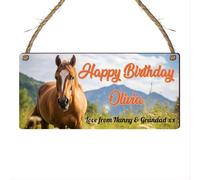 Personalised Horse Birthday Plaque - Custom Name Horse Wall Hanging for Kids, Nursery Decor, Horse Sign with Beautiful Horse Design (Mdf Wood Indoor Use Only)