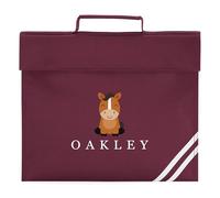 Personalised Horse Book Bag Custom Name Girls Boys Kids Infant Back to School Nursery Primary Infants New Term, One Size, Maroon