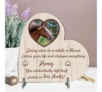 Personalised Horse Memorial Plaque - 'Hoof Prints in Our Hearts' - Available in MDF or Acrylic, Sizes Small to Large (Acrylic 18.5cm x 19cm, Beige)