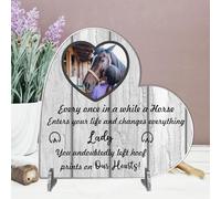 Personalised Horse Memorial Plaque - 'Hoof Prints in Our Hearts' - Available in MDF or Acrylic, Sizes Small to Large (Acrylic 13.5cm x 13.5cm, Grey)
