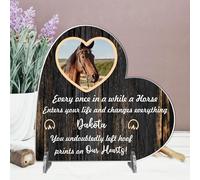 Personalised Horse Memorial Plaque - 'Hoof Prints in Our Hearts' - Available in MDF or Acrylic, Sizes Small to Large (Acrylic 8.5cm x 8.5cm, Brown)