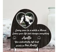 Personalised Horse Memorial Plaque - 'Hoof Prints in Our Hearts' - Available in MDF or Acrylic, Sizes Small to Large (Mdf Wood 19cm x 19cm, Black)
