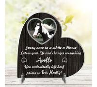 Personalised Horse Memorial Plaque - 'Hoof Prints in Our Hearts' - Available in MDF or Acrylic, Sizes Small to Large (Acrylic 8.5cm x 8.5cm, Black)