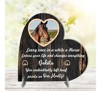 Personalised Horse Memorial Plaque - 'Hoof Prints in Our Hearts' - Available in MDF or Acrylic, Sizes Small to Large (Acrylic 13.5cm x 13.5cm, Brown)