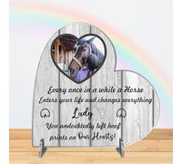 Personalised Horse Memorial Plaque - 'Hoof Prints in Our Hearts' - Available in MDF or Acrylic, Sizes Small to Large (Acrylic 8.5cm x 8.5cm, Grey)