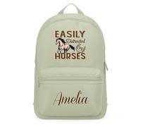 Personalised Horse Mini Backpack for Girls Easily Distracted by Horses Back to School Bag for Kids, One Size, Pistachio