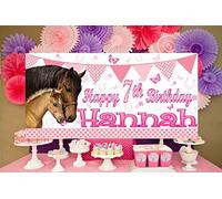 PERSONALISED horse PONY Birthday Party Banner Large 4ftx2ft Party Decorations Any Name Age first 1st 2nd 3rd 4th 5th 6th 7th 8th 9th 10th 11th 12th Girls Pink