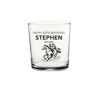 Personalised Horse Racing Birthday Whiskey Glass, 30th, 40th, 50th, 60th, 70th Birthday Gift, Custom Name and Year