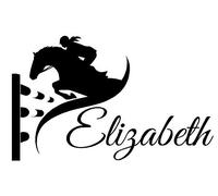 Personalised Horse Show Jumping Equestrian Name Trailer Wall Art Sticker Mural (Black) Approx 58 cm H x 90 cm W